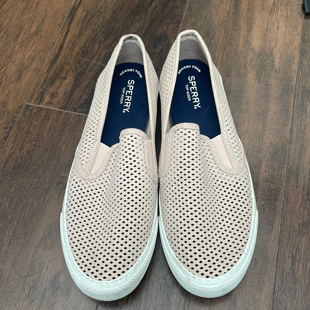 Sperry Top-Sider Seaside Perforated Suede Slip On Sneaker (Rose/tan)
